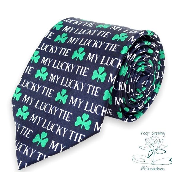 Parquet Men's Shamrock Clovers Neck Tie for St. Patrick's Day - Picture 1 of 10